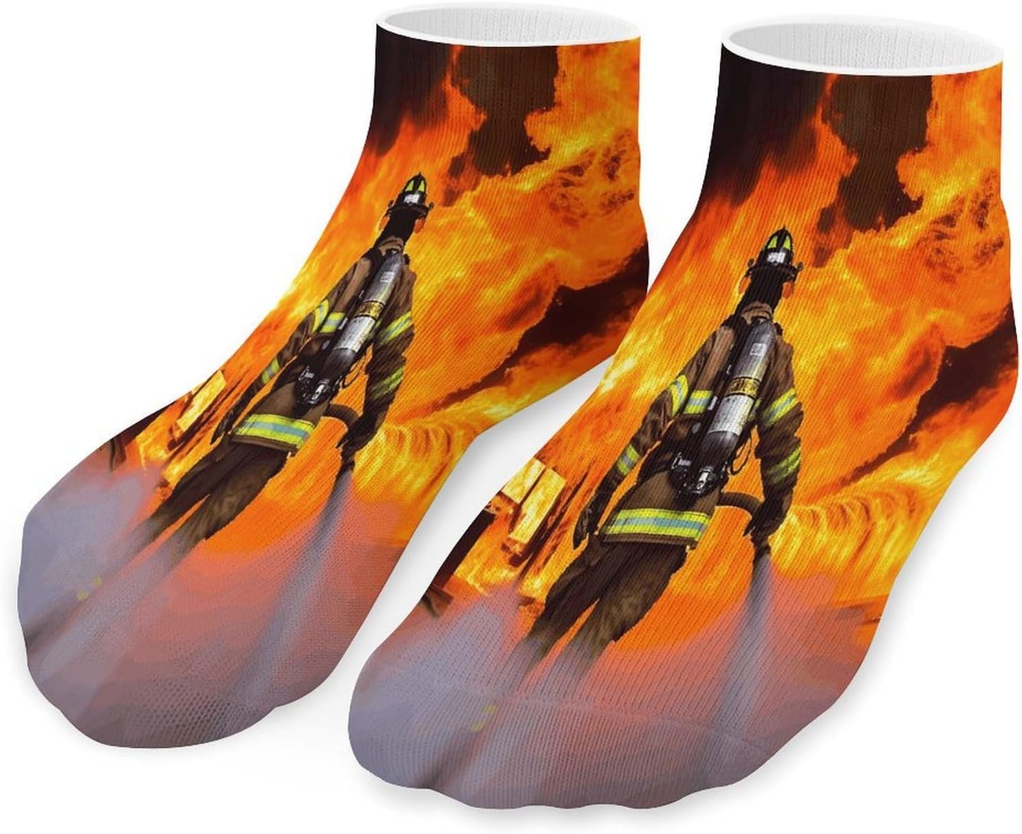 Firefighter Fireman Flame Ankle Socks for Men Women 5 Pairs