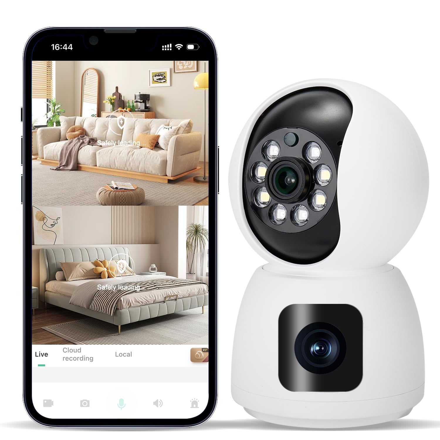 Lottsall Pet Camera - Dual Lens 2K WiFi Indoor Camera, Home CCTV Security Camera with Baby/Dog Monitor, Motion Detection, 2 Way Audio, Color Night Vision und PTZ 360°, 2.4GHz WiFi