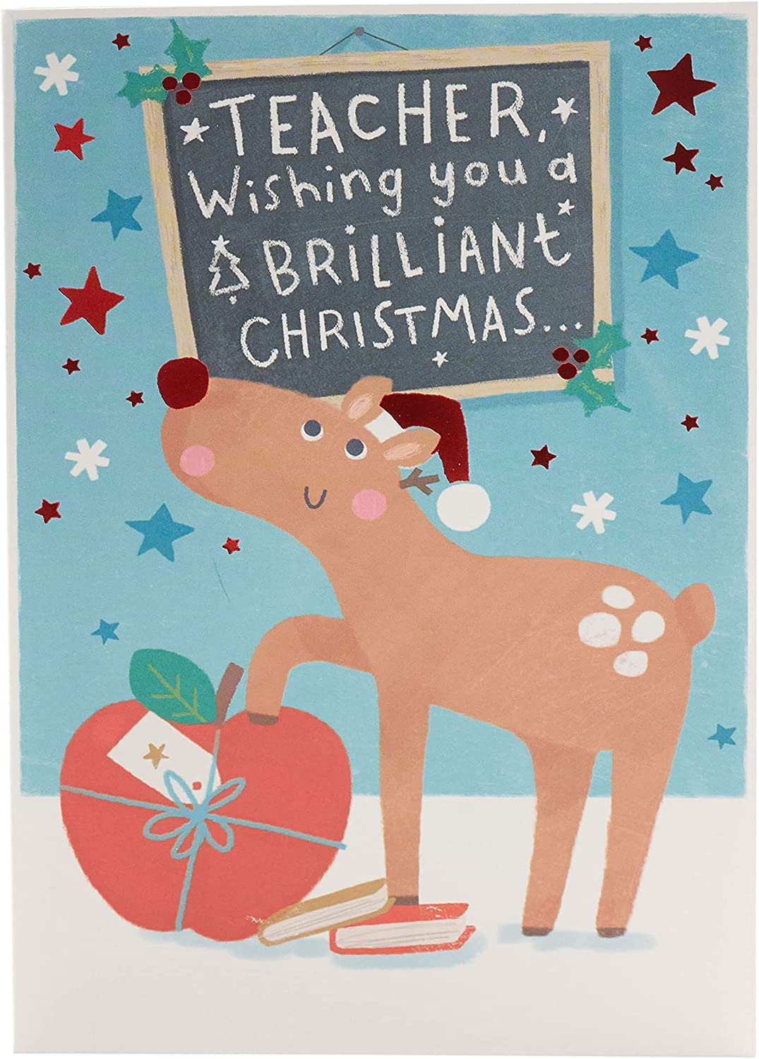UK Greetings Teacher Christmas Card - to Teacher from Student Christmas Card - Christmas Card for Her - Christmer Card for Him - Happy Christmas Teacher, Multi, 669271-0-1