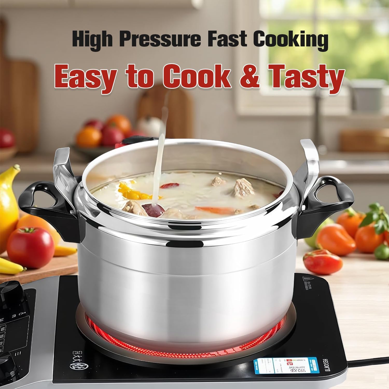 طنجرة ضغط الومنيوم شديدة التحمل سعة 7 لتر من وينسويا، وعاء تعل... - view 3