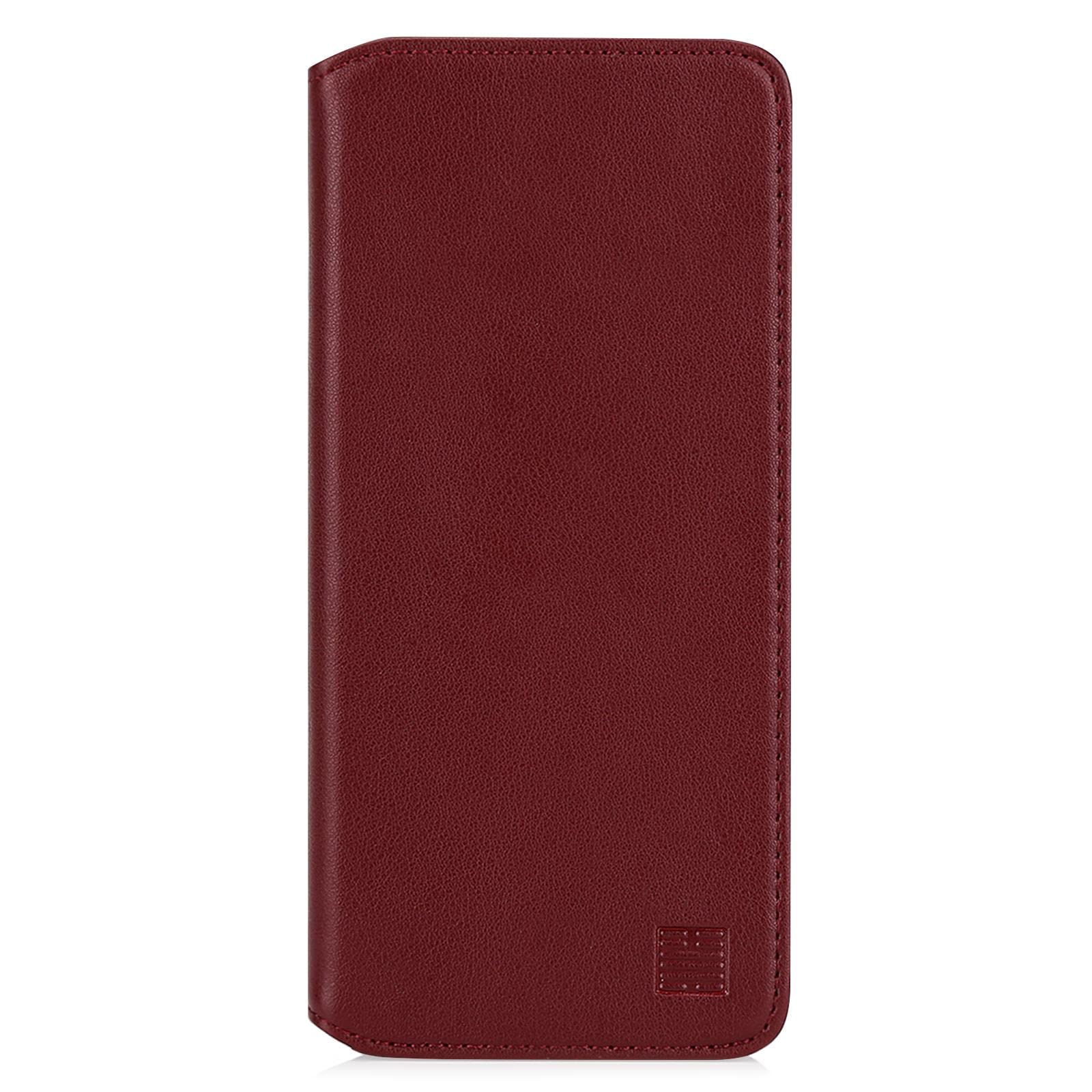 32ndClassic Series 2.0 - Real Leather Book Wallet Flip Case Cover For Motorola Moto G22, Real Leather Design With Card Slot, Magnetic Closure and Built In Stand - Burgundy
