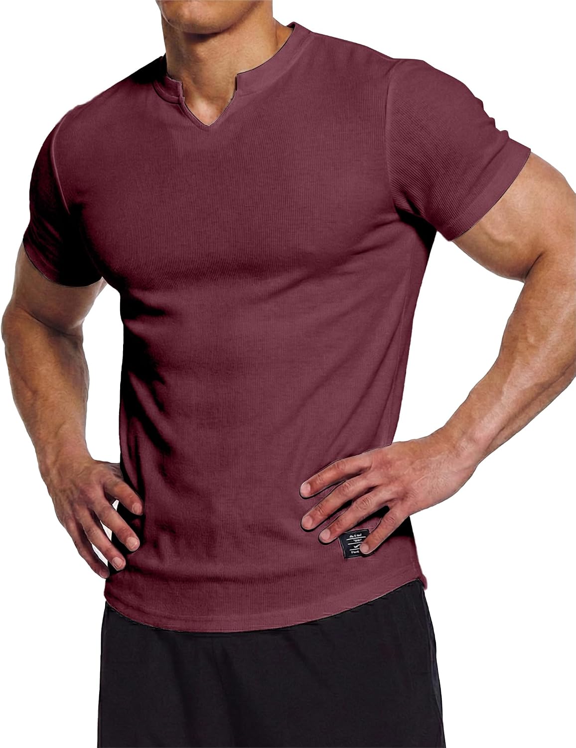 Dokotoo Men Mens Muscle Slim Fit T Shirts Texture V Neck Gym Workout Athletic Short Sleeve Mens Shirts