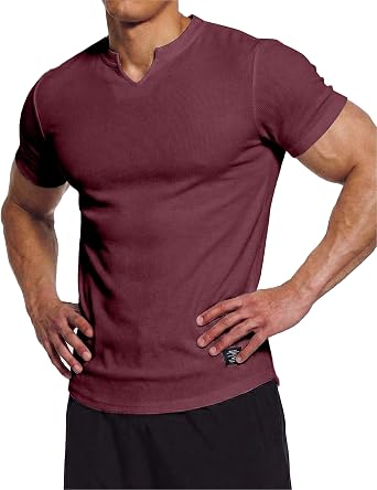 Dokotoo Men Mens Muscle Slim Fit T Shirts Texture V Neck Gym Workout Athletic Short Sleeve Mens Shirts