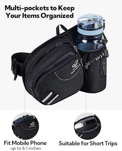 Miniatura 29 de Waterfly - Cangurera de senderismo con soporte para botella de agua para hombres y mujeres, para correr y pasear al perro, para iPhone 8 Plus, Verde