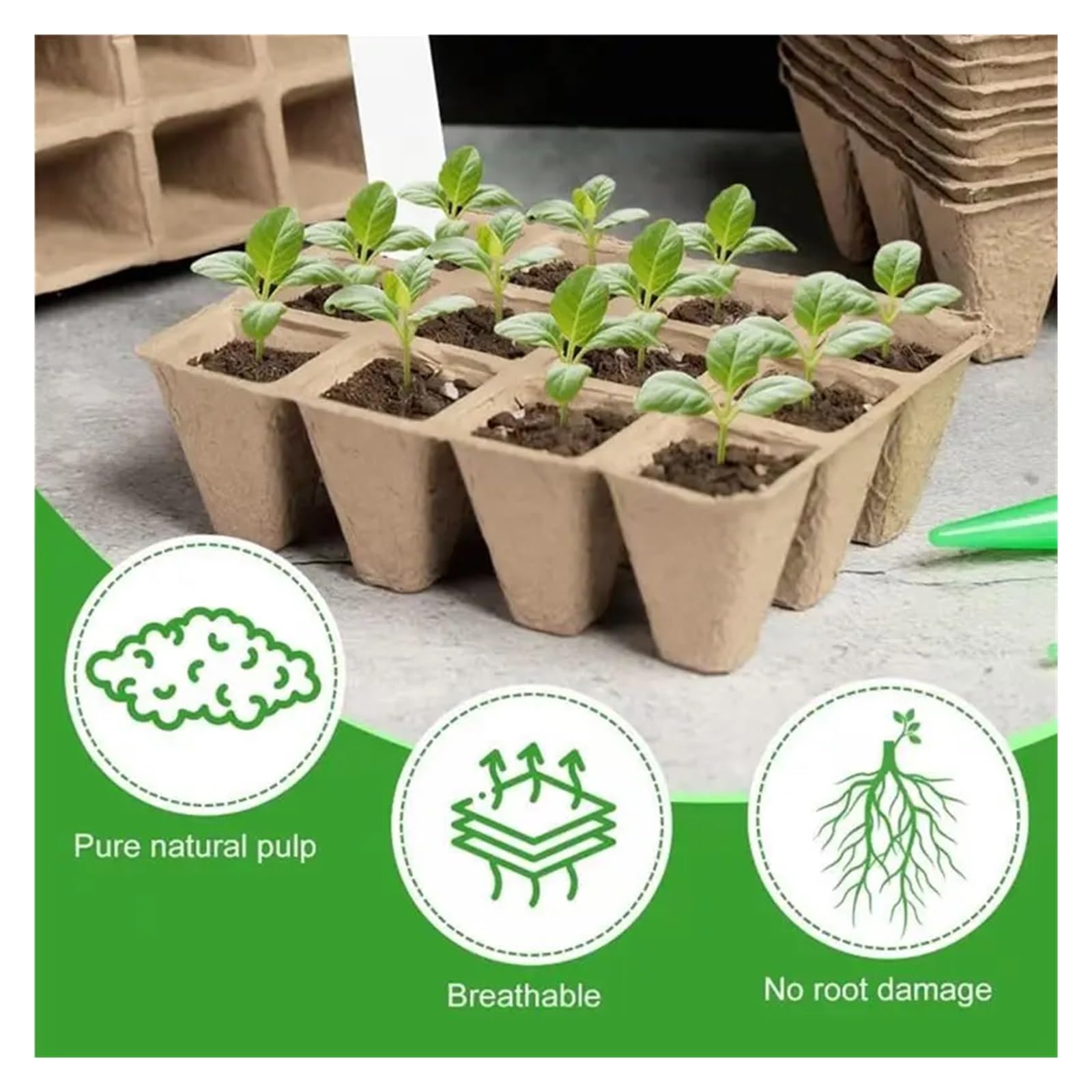 Plaque Semis Plateaux de semis, conteneurs, gobelets à pulpe, Outils de Germination des Plantes de Jardin, 20/40 pièces(Brown-40PCS 3)