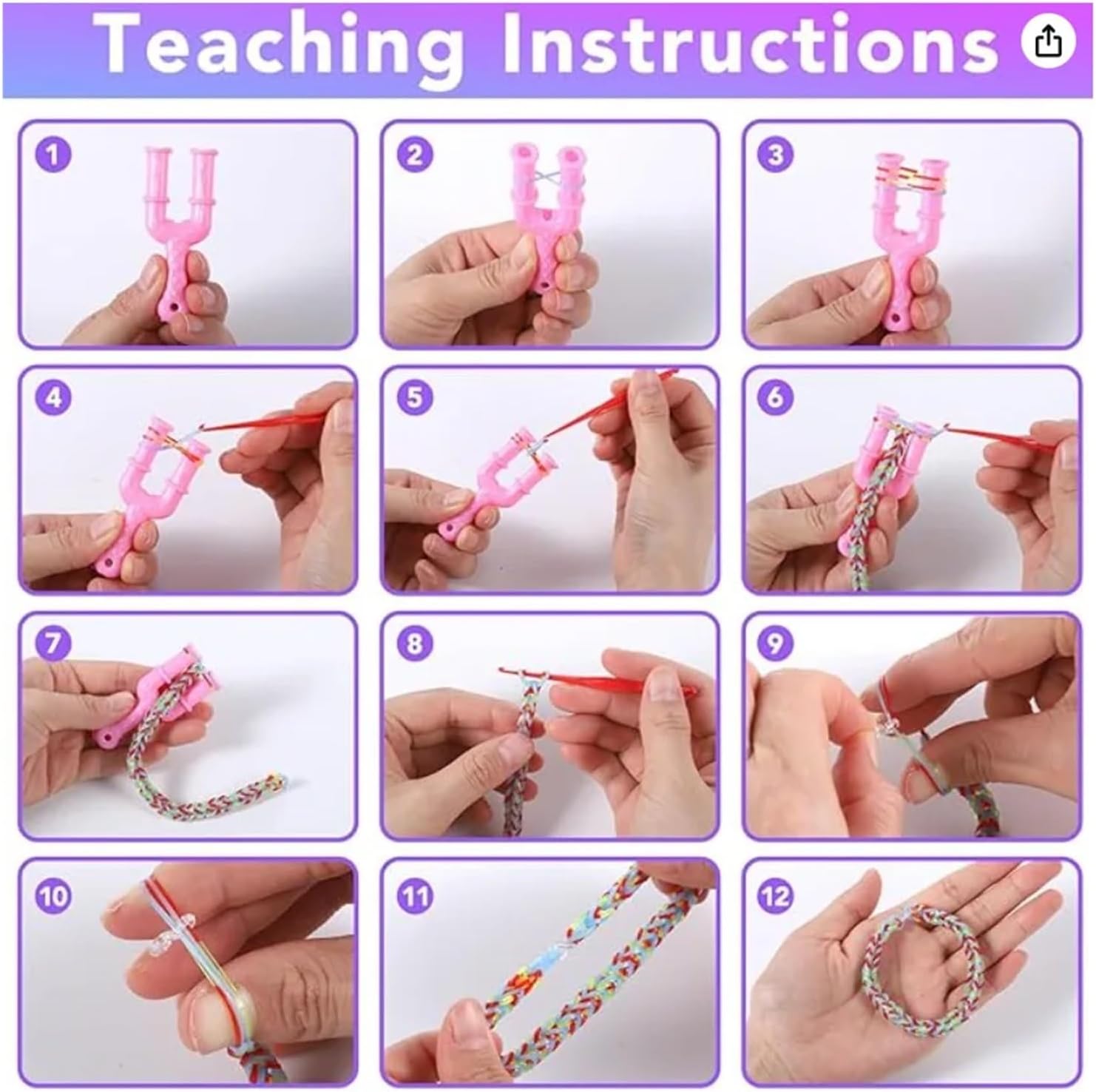Rubber Band Bracelet Kit Boxed! DIY Handmade Rubber Bands Loom Weaving Tool Box Bracelet Kit Pendant for Children Knitting Elastic Art Crafts Beaded Toys(40grid)