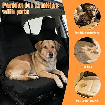 Universal Car Seat Covers Protector Black, Front Car Seat Cover Made of Waterproof Oxford Cloth, Against Dirt Spills Mud Pet Hair (1, Black)