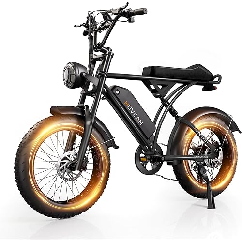 Movcan V60/V60 Pro Electric Bike, 48V 15.6/18.2Ah Removable Battery 20” Fat Tire Electric Bike, 1000/1500W Motor 30/33MPH Top Speed Electric Motorcycle, 7 Speed Dual Disc/Hydraulic Brake E Bikes