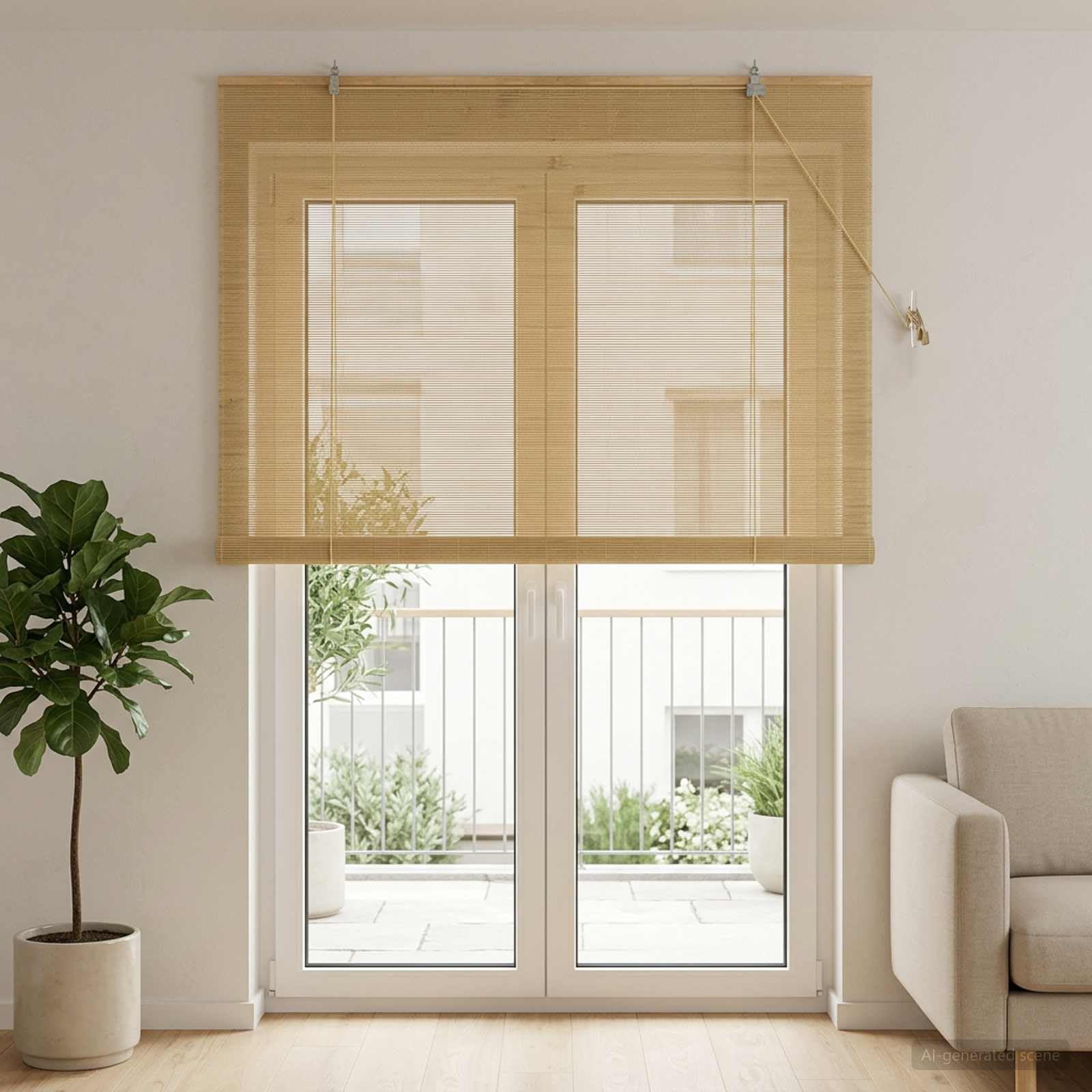 vidaXL Store Enrouleur Naturel 130 x 220 cm Bambou
