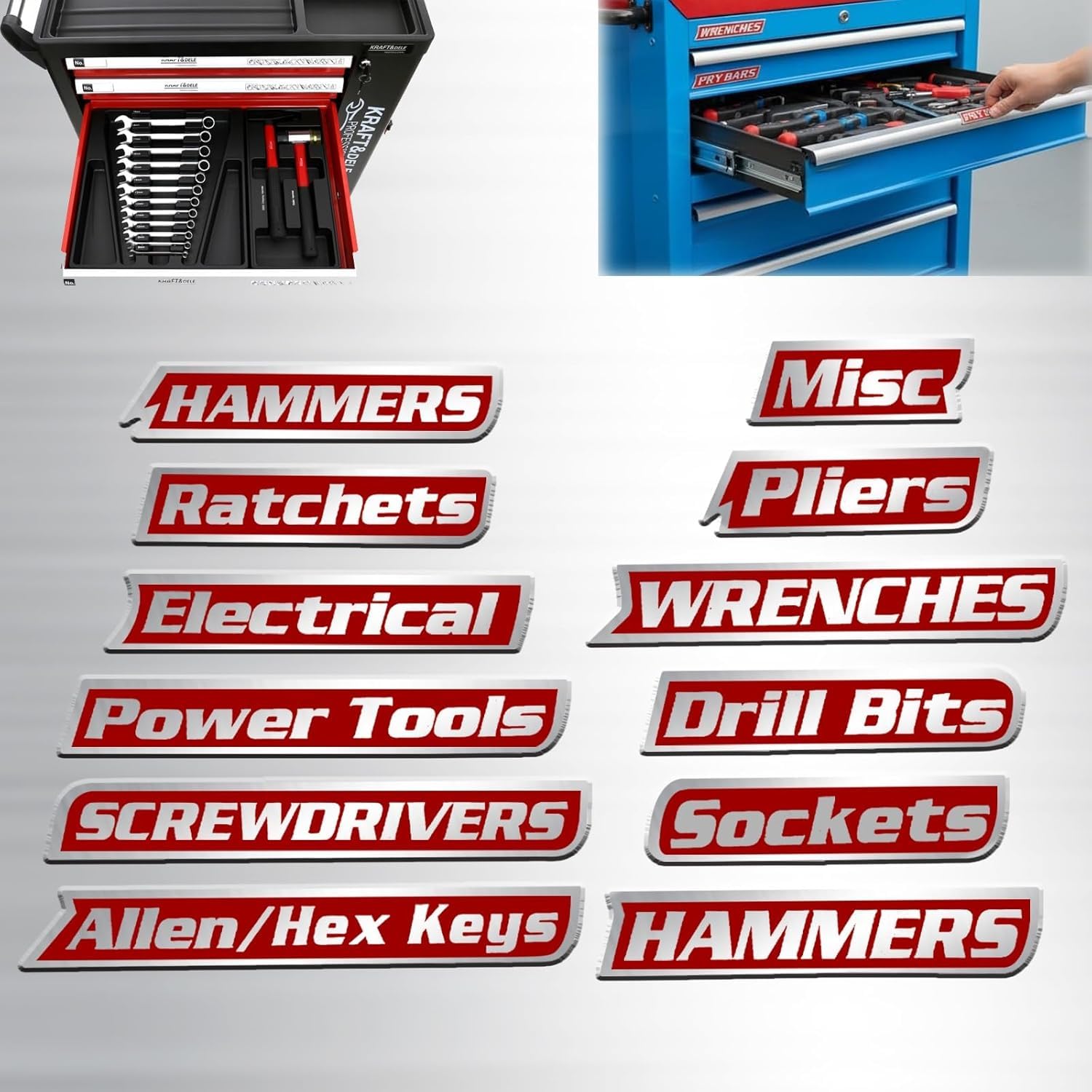 2026 New 12 Pack of Magnetic Tool Label,General Tool Box Organize Accessories, 3D-Printed Tool Box Labels, Reusable Tags for Steel Toolboxes, Carts,