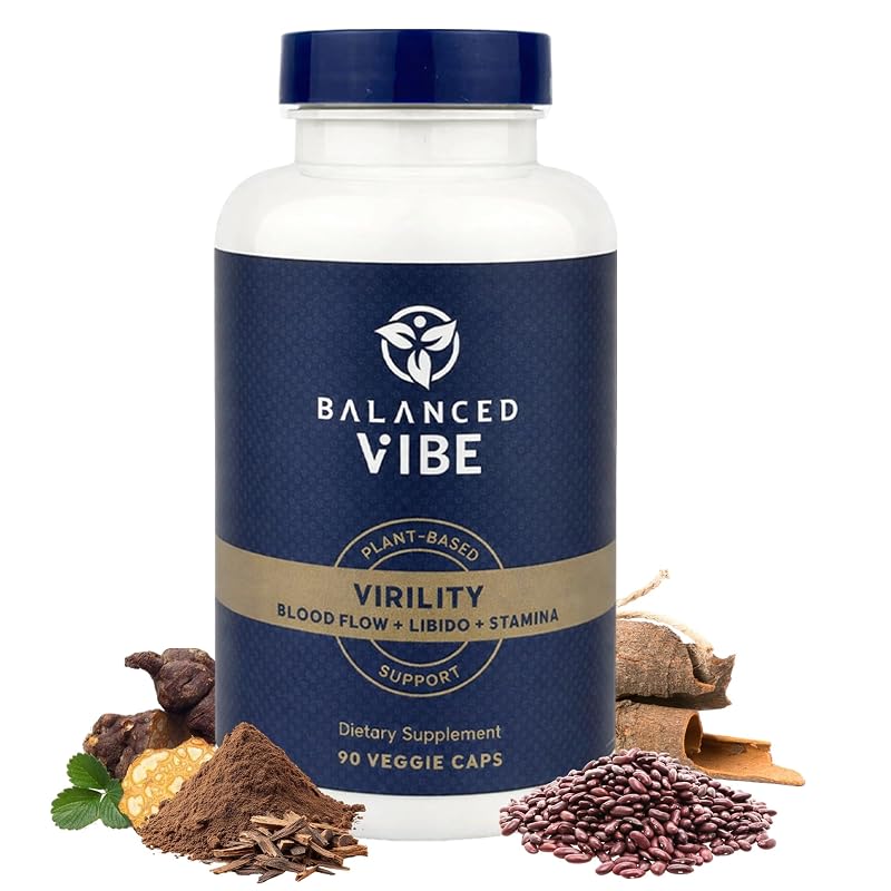 Balanced Vibe — Suplemento fitoterápico para homens com epimédio, maca, tongkat ali, tribulus, ashwagandha, saw palmetto e L-arginina, 90 cápsulas