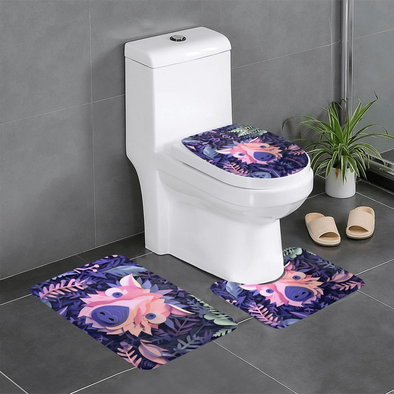 Tapis de bain antidérapant WHJDPP lot de 3 pour sécuriser sortie de baignoire et WC