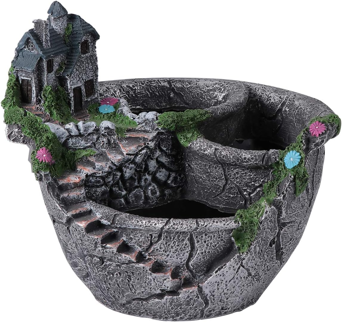 Cabilock 1pc Garden Basin Flower Pot Flower Plant Pots Succulent Flowerpot Succulent Planter Container Plants Ornaments Round Planter House Miniature The Lazy Child