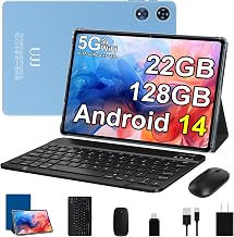 UJJ 2025 Android 14 Tablet 22GB RAM, 128GB ROM, 1TB Expanded, 10 Inch Tablets with Keyboard and Mouse, Octa-core, 8000mAh 