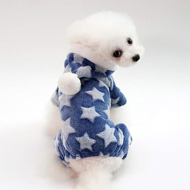 Foto 5 de 6 de smalllee_lucky_store Pijama de Forro Polar Suave para Mascotas para Perros pequeños Gatos Estrellas suéter…