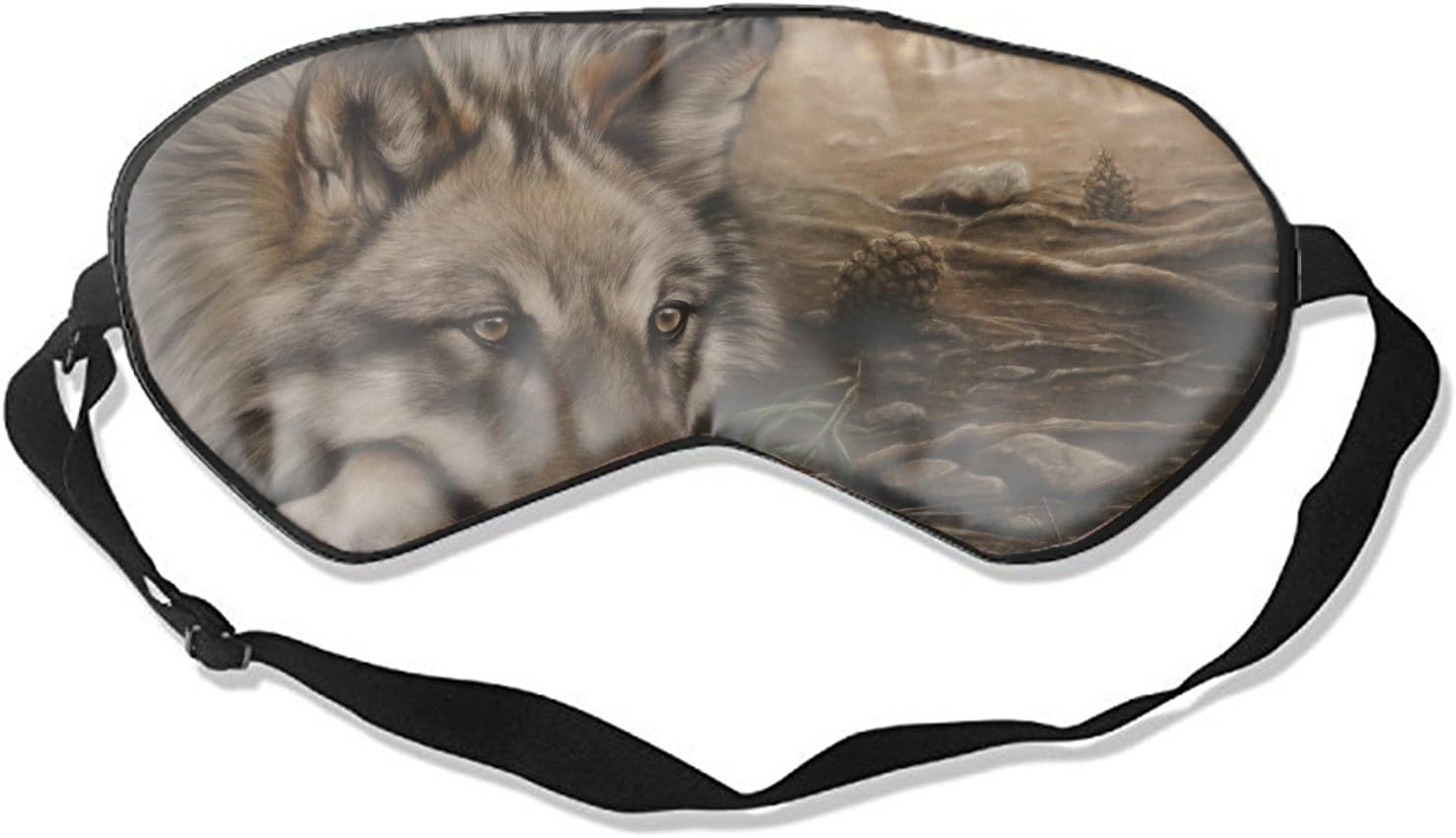 Lone Wolf Silk Sleep Mask Soft Eye Mask Blindfold Blocks Light Eye Cover with Adjustable Strap