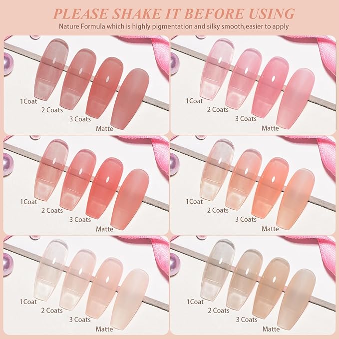 Set de 6 Esmaltes de Gel Sheer Artdone Translúcido Tonos Nude miniatura 2
