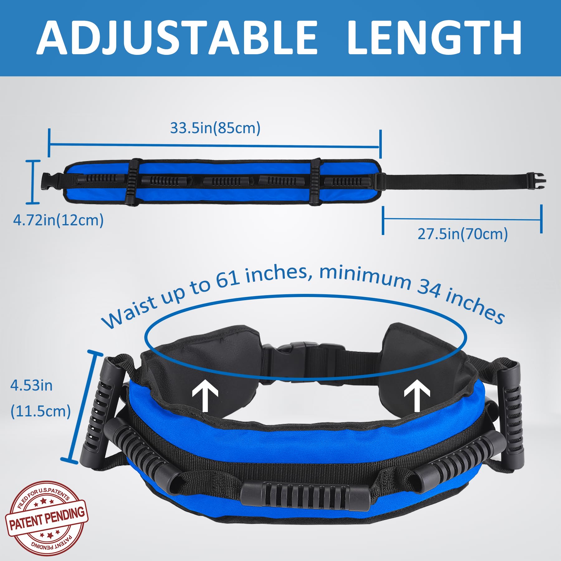 Gait Belt for Seniors, Transfer Belt with 7 Nylon Padded Handles — Amazon image 2