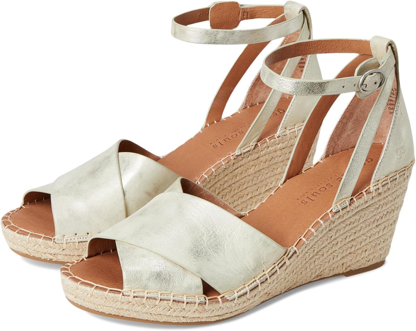 Gentle Souls by Kenneth Cole Women's Charli X Band Buckle Heeled Sandal Espadrille  Wedge