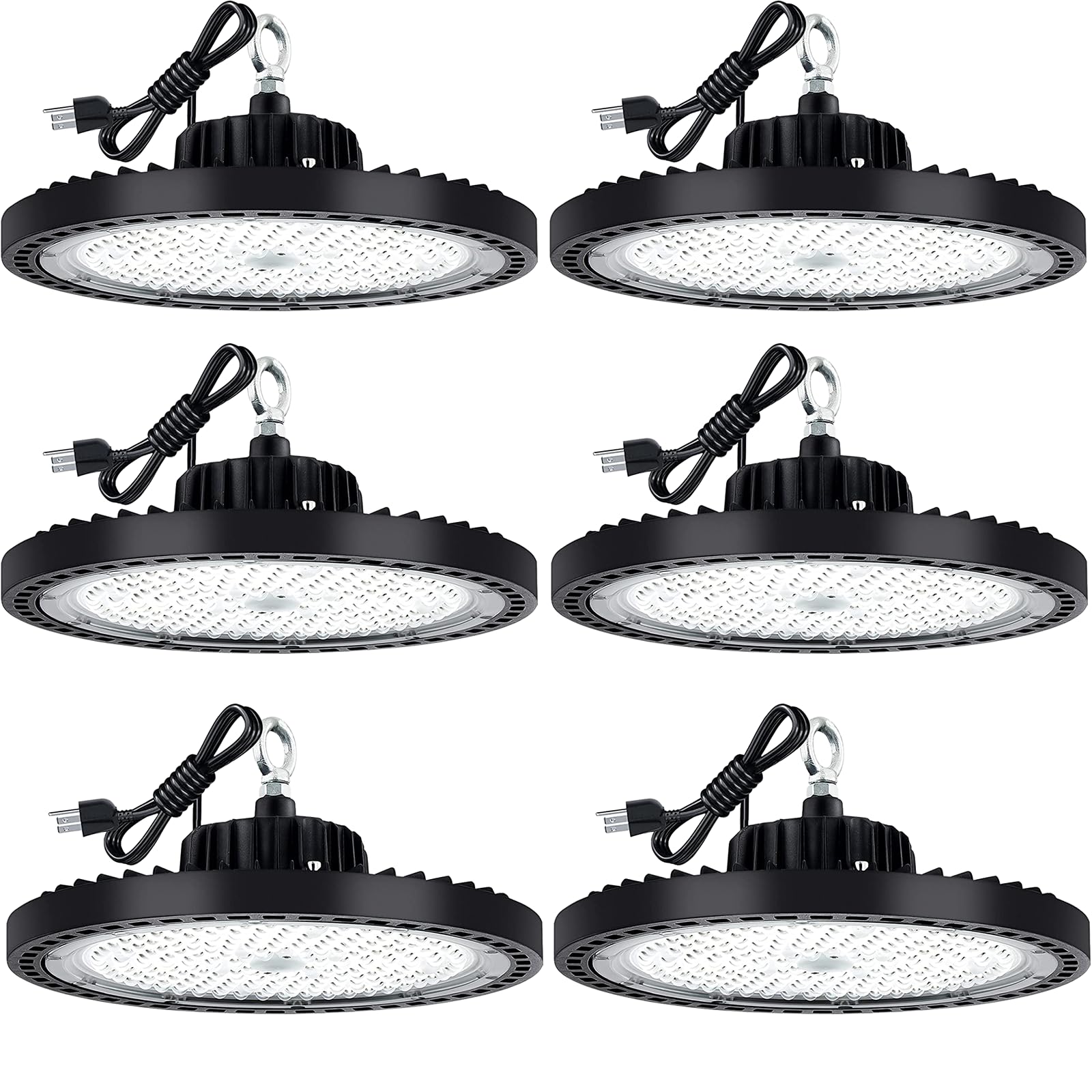 Led High Bay Light 200W 29,000lm 5000K Daylight, 6 PCS LED Shop Lights with US Plug 6’ Cable, Commercial Industrial LED Lights for Shop Warehouse Workshop Garage Factory Lowbay Area