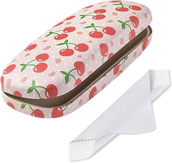 Glasses Case Hard Shell, Leather Protective Case for Sunglasses with Cleaning Cloth, Cute Eyeglass Cases for Women