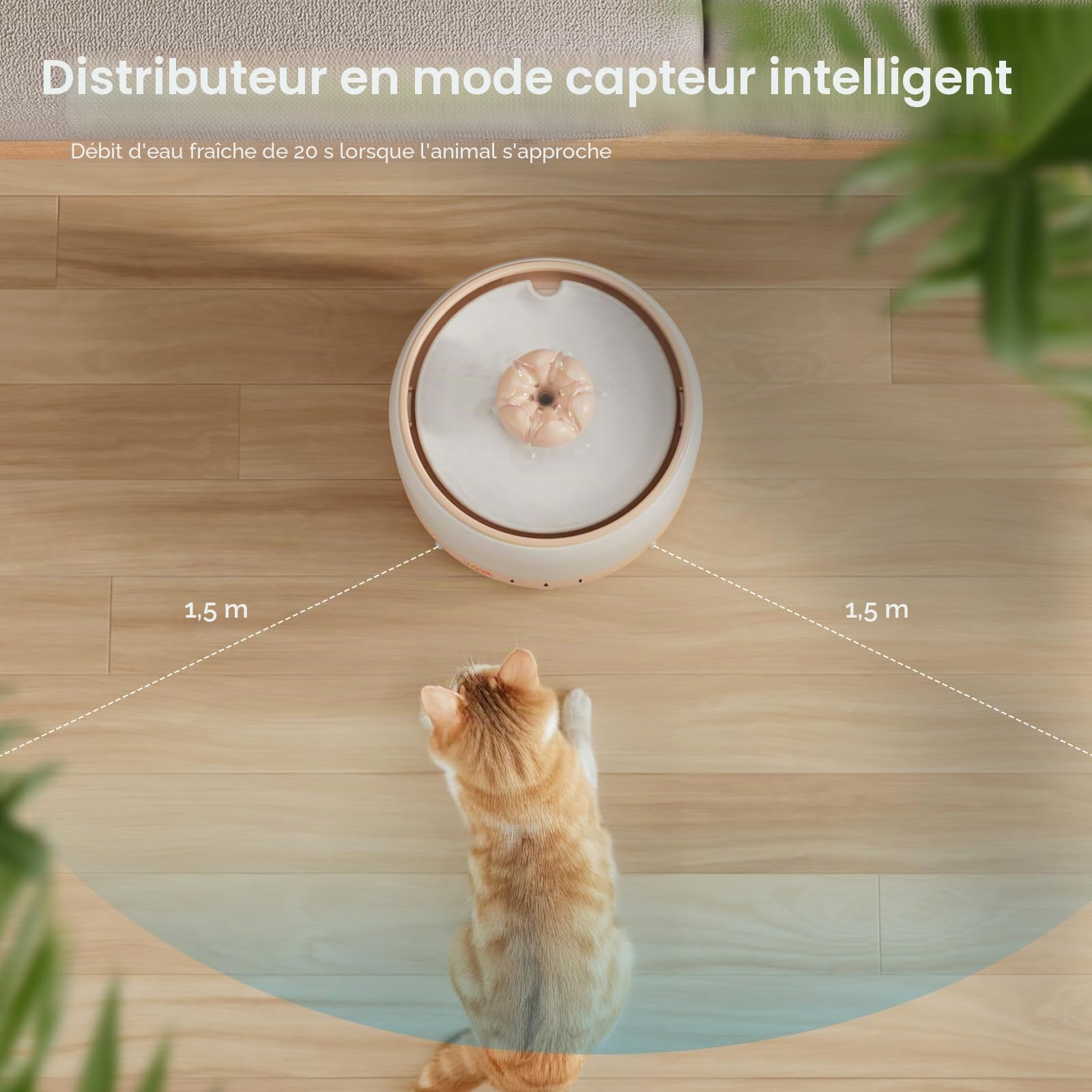 WOPET Fontaine à eau sans fil en céramique pour chat avec batterie rechargeable de 5000 mAh, distributeur d'eau de qualité supérieure de 3 L pour chats et petits chiens, ultra silencieuse et triple