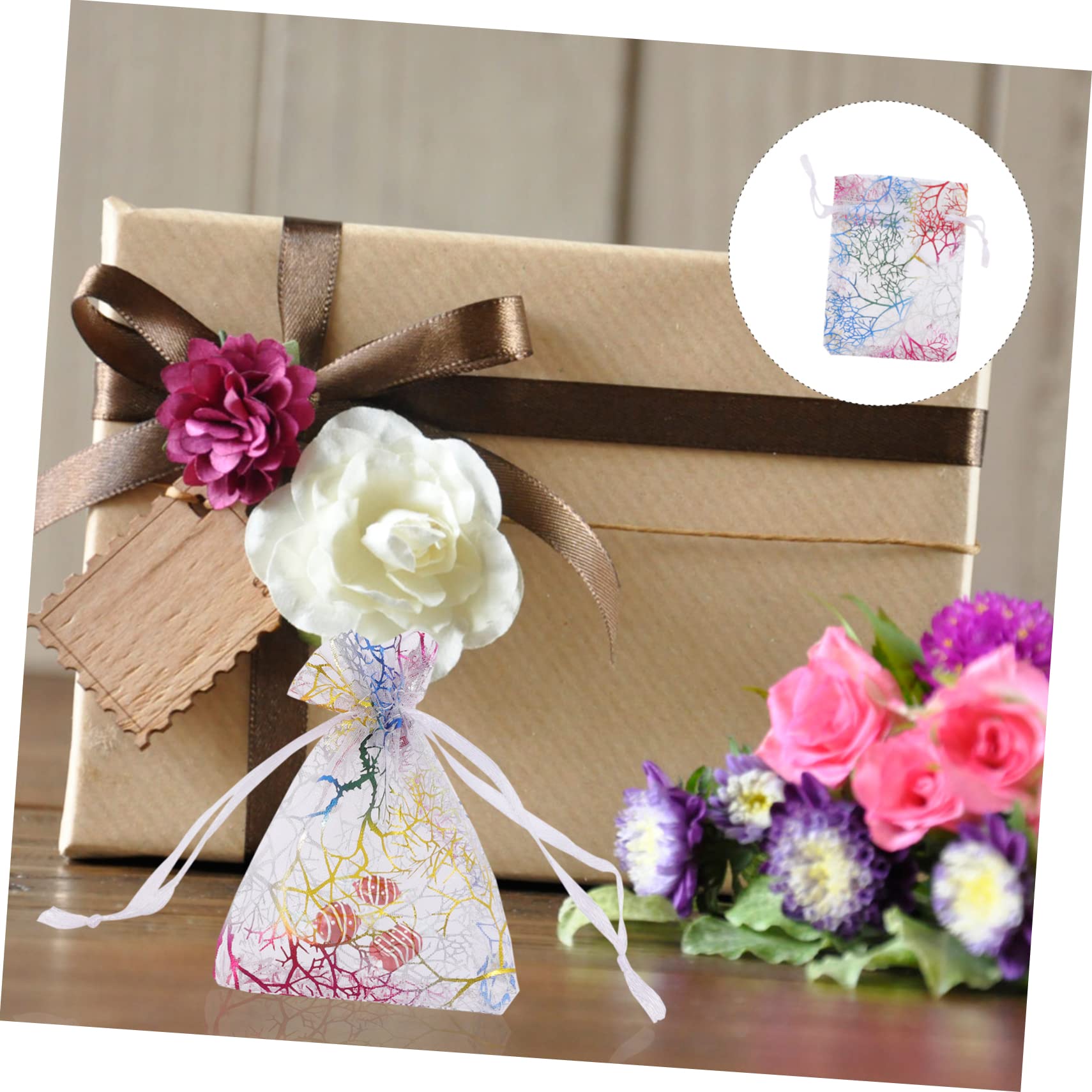 PACKOVE 500pièces Sachets Organza Avec Cordon De Serrage Poches Tulle Doré Pour Et