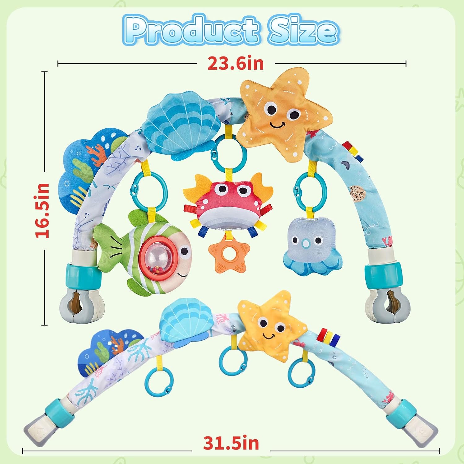 Baby Mobile for Crib, Stroller Crib Mobiles, Car Seat Arch Arm Toys Hanging Bar Attachments for Infants 0-6 6-12 Months, Bassinets Nursery Portable Mobile Pack and Play Boys Girls Clip On