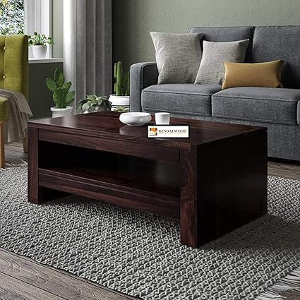 KENDALWOOD Furniture Rectangle Sheesham Wooden Coffee Table for Living Room | Wooden Center Table Center Coffee Table (Finish Color :- Mahogany Finish)