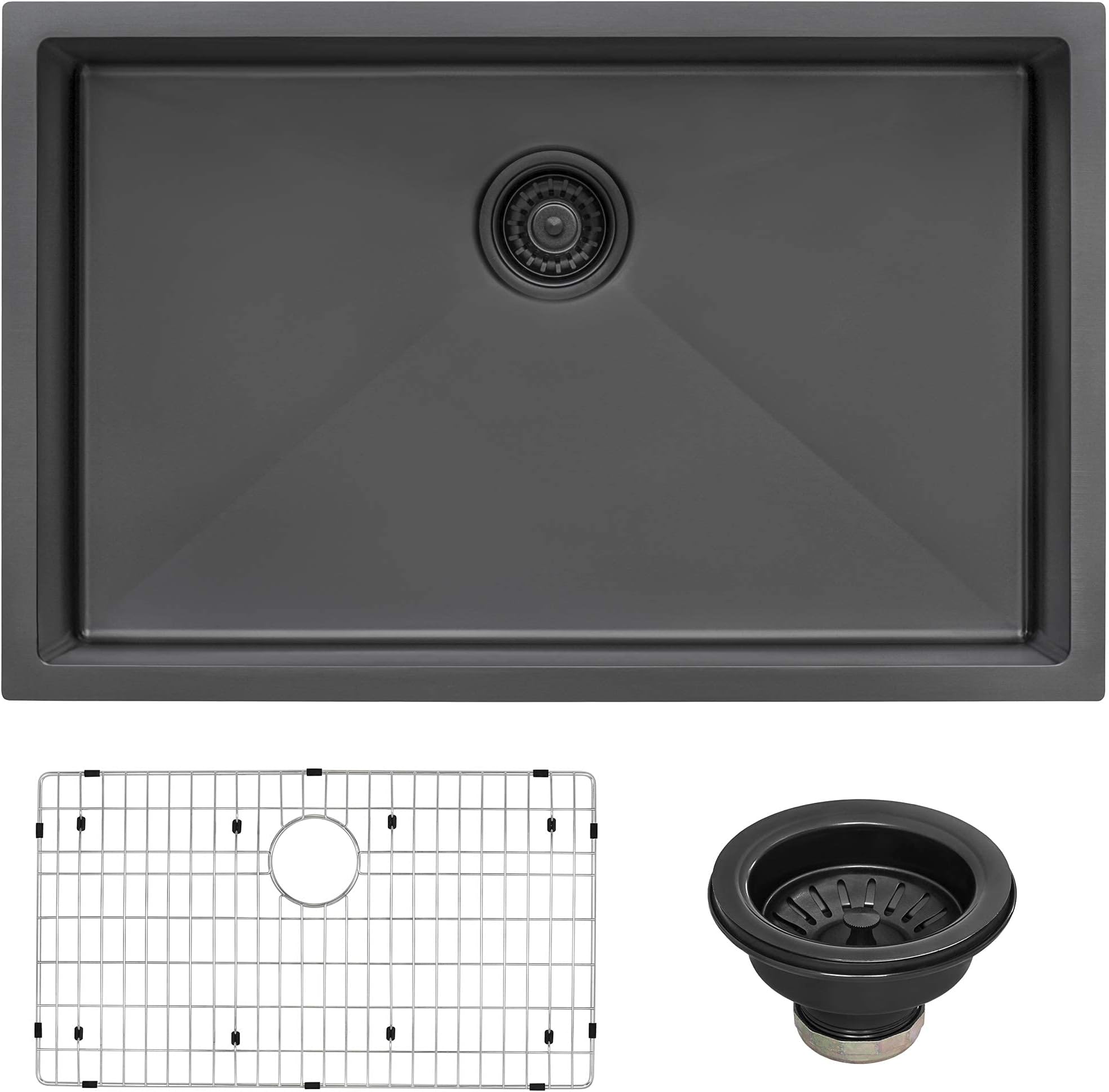 27-inch Undermount Gunmetal Black Stainless Steel Kitchen Sink 16 Gauge Single Bowl - RVH6127BL