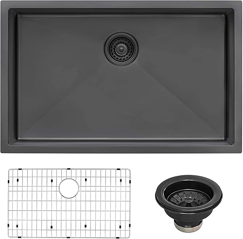 Vista 18 de Ruvati RVH7121BL - Fregadero de cocina de acero inoxidable negro de 21 pulgadas