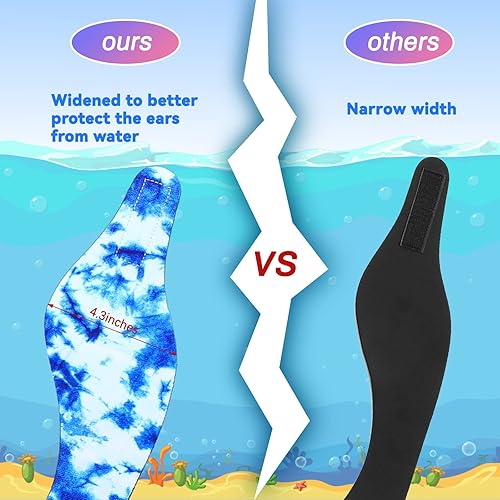Miniatura 2 de Honoson 6 diademas de natación para niños y adultos, impermeables, anchas, bandas de natación ajustables para protección de oídos