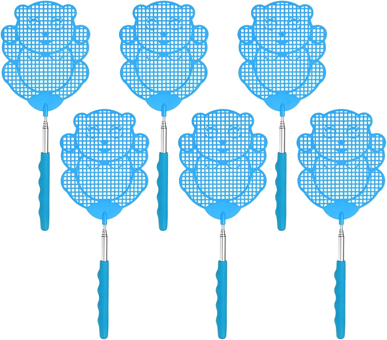 M METERXITY 3-Pack Fly Swatter for Indoors, Plastic Fly Swatter Heavy Duty with Stainless Steel Telescopic Handle for Garden/Indoor/Outdoor/Kitchen/Office [Blue]