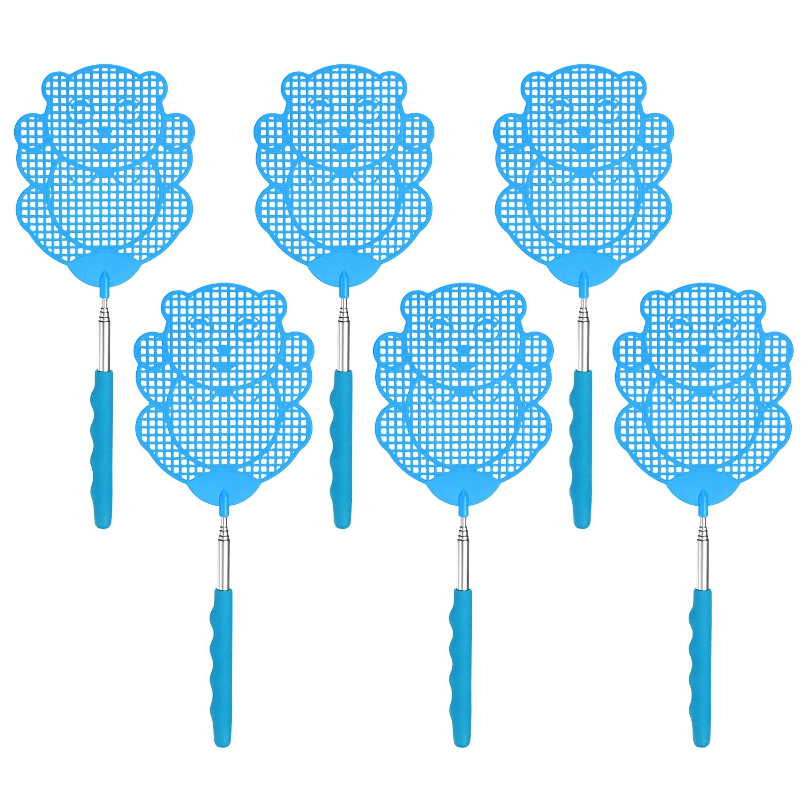 M METERXITY 3-Pack Fly Swatter for Indoors, Plastic Fly Swatter Heavy Duty with Stainless Steel Telescopic Handle for Garden/Indoor/Outdoor/Kitchen/Office [Blue]