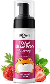 Waterless Foam Shampoo for Dogs & Cats with Strawberry Scent (150ml), Rinse-Free Dog Dry Shampoo for Quick Cleaning & Odor Control