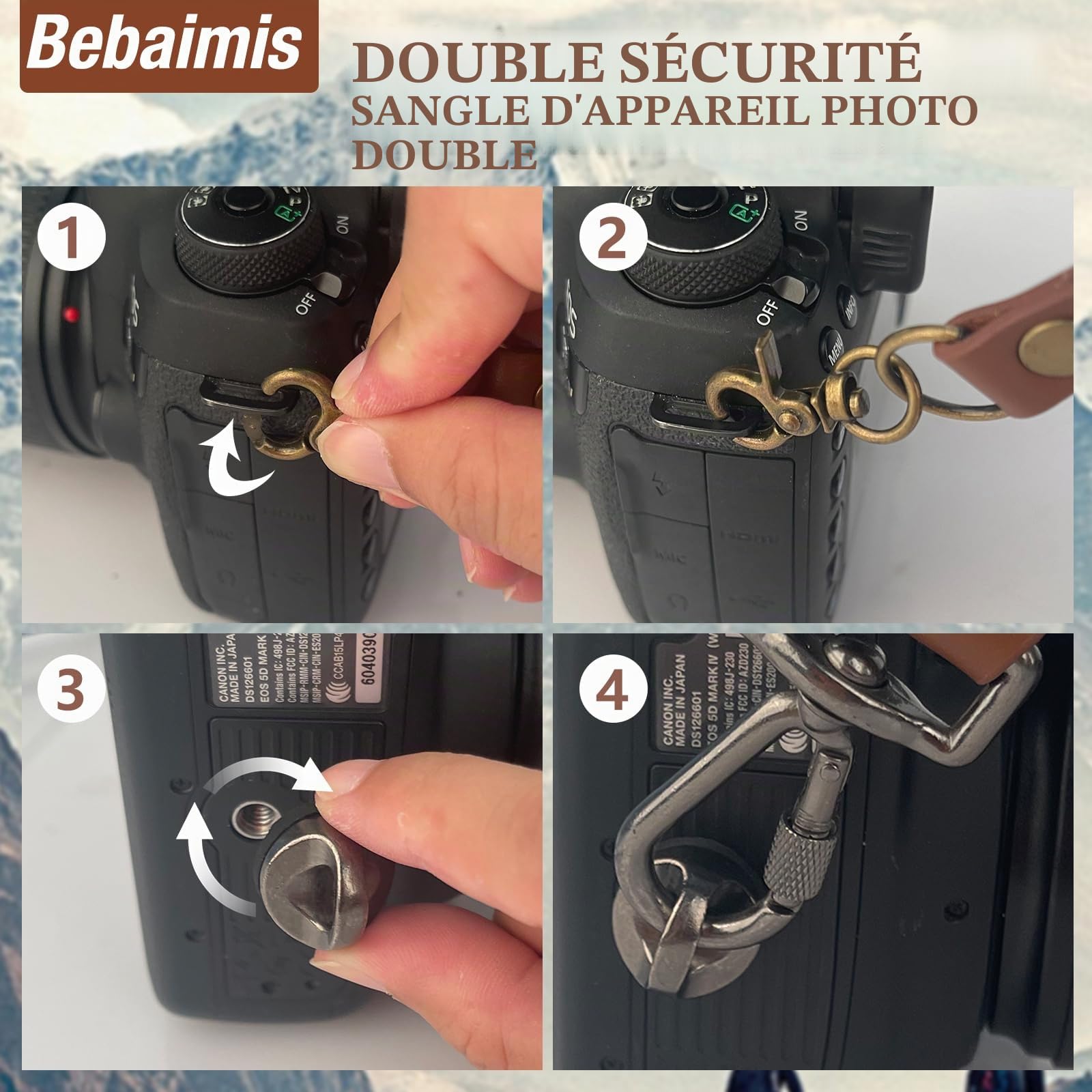 Sangle pour appareil photo - En cuir - Pour 2 appareils photo - Fermeture rapide - Double sangle pour appareil photo reflex numérique - Convient pour la randonnée, les mariages - Le meilleur