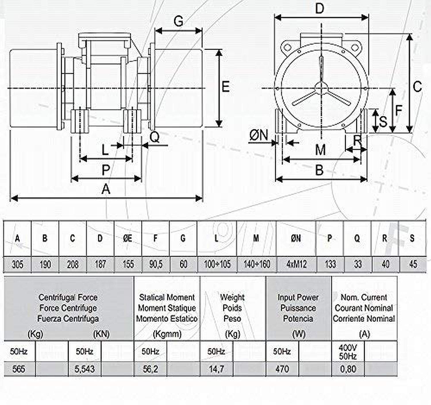 VM500 Vibrationsmotor, 3 x 230-400Volt Motorrüttler Unwuchtmotor Vibrator Aussenrüttler Baurüttler