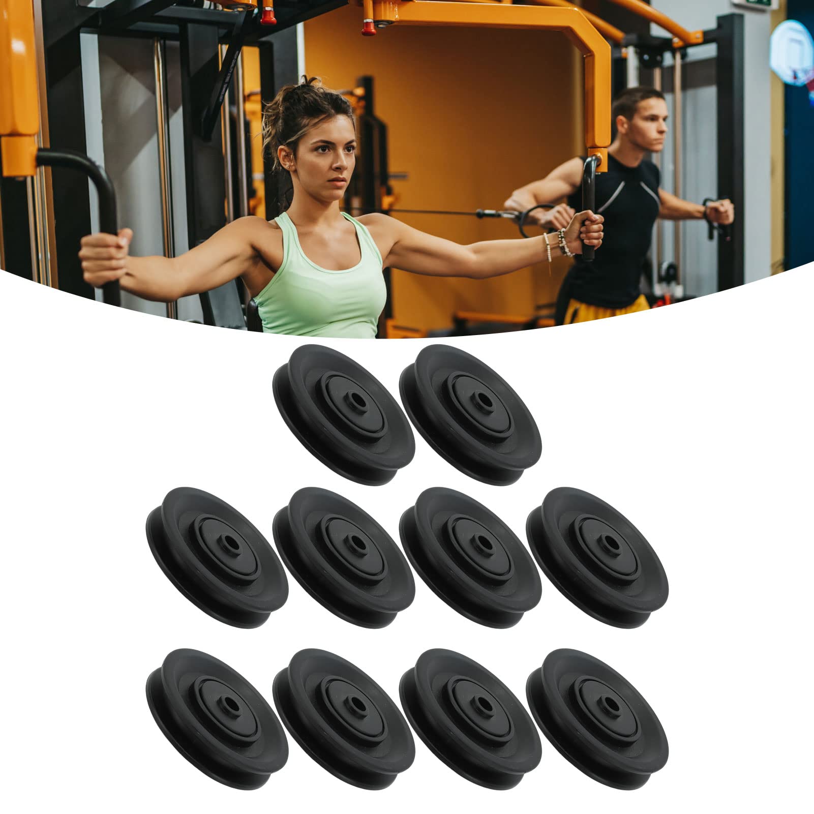 Polea de nailon de alta calidad de 90 mm, polea de rodamiento universal silenciosa para puertas de gimnasio, puertas Ga, Cs, paquete de 10 poleas negras para proyectos de bricolaje