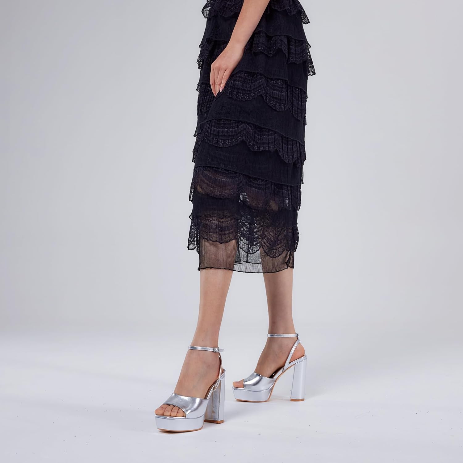 Elisabet Tang Chunky Heeled Platform Sandals for Women,4.7 Inch Block Heels with Open Toe Ankle Strap, Dress Shoes for Wedding Party Homecoming Travel - Image 2