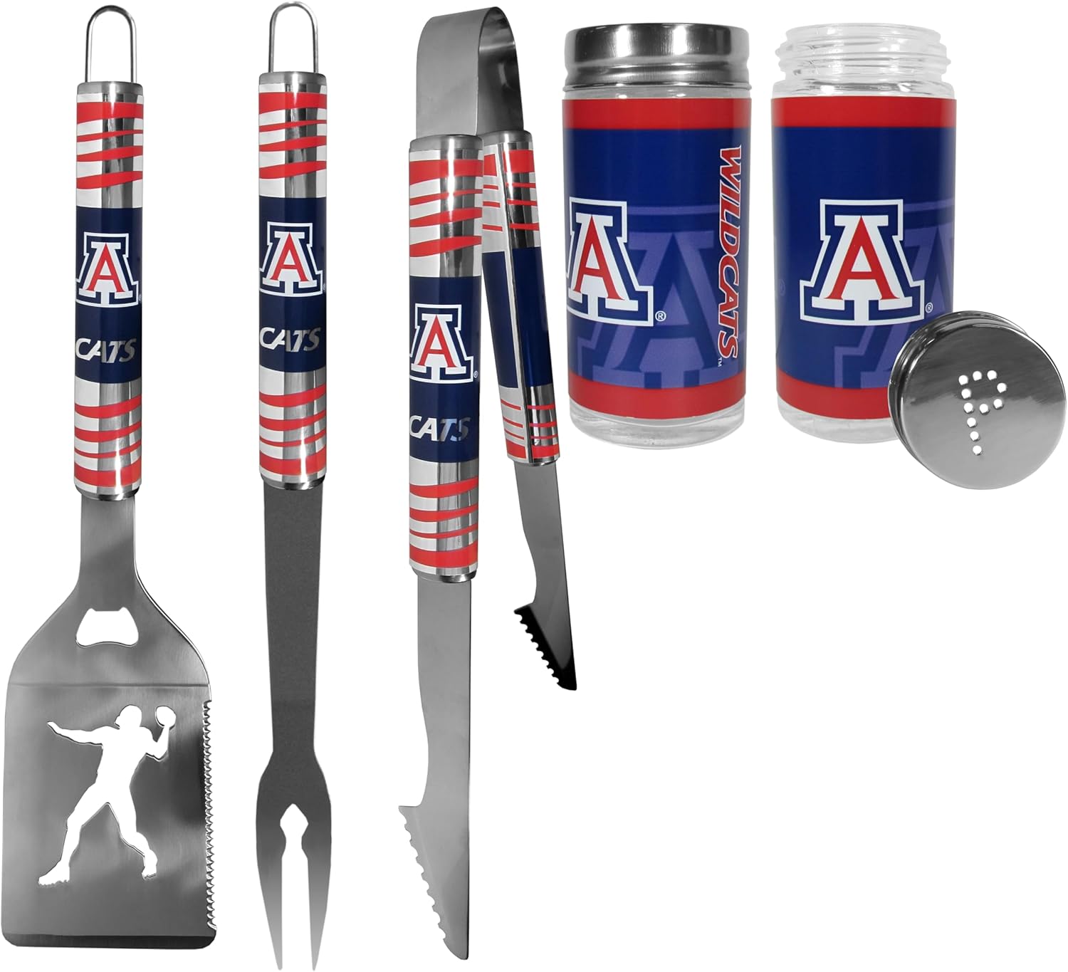 Siskiyou Sports NCAA Arizona Wildcats 3pc Tailgate BBQ Tools w/Shakers, Team Colors, One Size