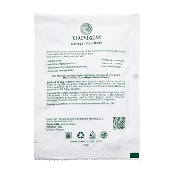 Xiaomoxuan Natural Tea Tree Collagen Hair Mask Packets for Women and Men - Deep Conditioning Treatment Samples Travel Size Bulk 20 Sachets - Hydrating Hair Mask 15ml