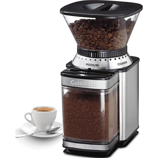 Cuisinart Electric Burr Coffee Grinder, 18-Position Selector, 4-18 Cups | Flat burr coffee bean grinder with 18 options, fine to coarse, & removeable, easy-to-clean 8 oz bean hopper, DBM-8P1