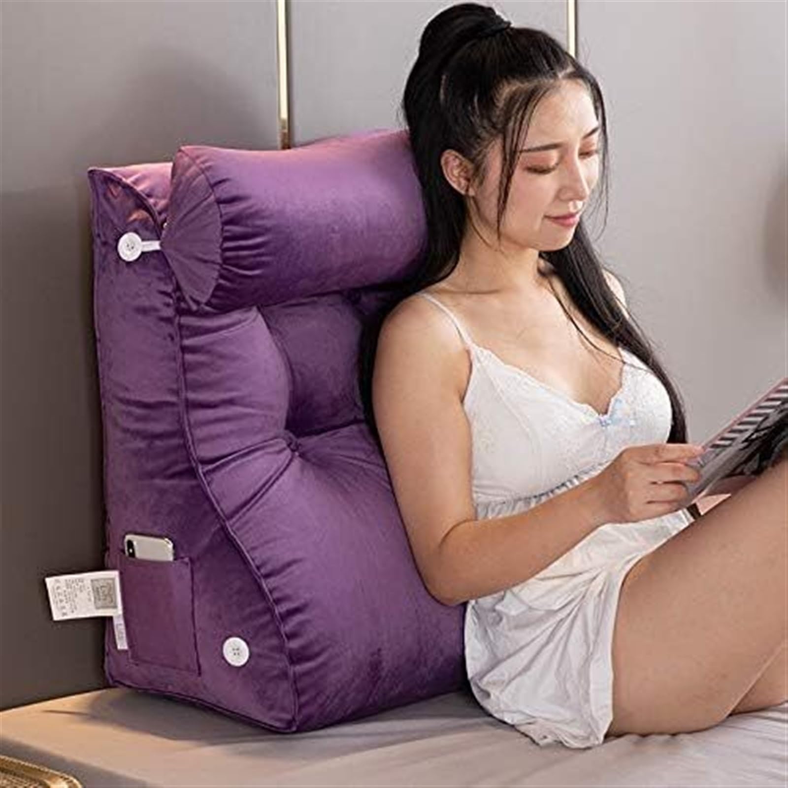 Uoxhfdh Purple Large Bolster Headboard Backrest Support Cushion, Back Wedge, For Sitting Up In Bed/Couch(,Width 45Cm)