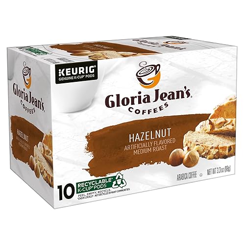 Miniatura 10 de Gloria Jean's Cápsulas K-Cup de una sola porción de avellana Keurig, café tostado medio, 60 unidades (6 paquetes de 10)