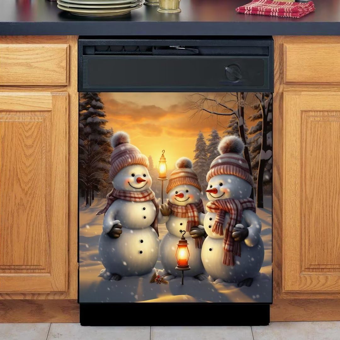 Magnetische Geschirrspüler-Abdeckung Mit Schneemann-Design – 58,4x66 Cm, Wasserdicht & Leicht Zu Reinigen – Für Kühlschrank & Küchengeräte