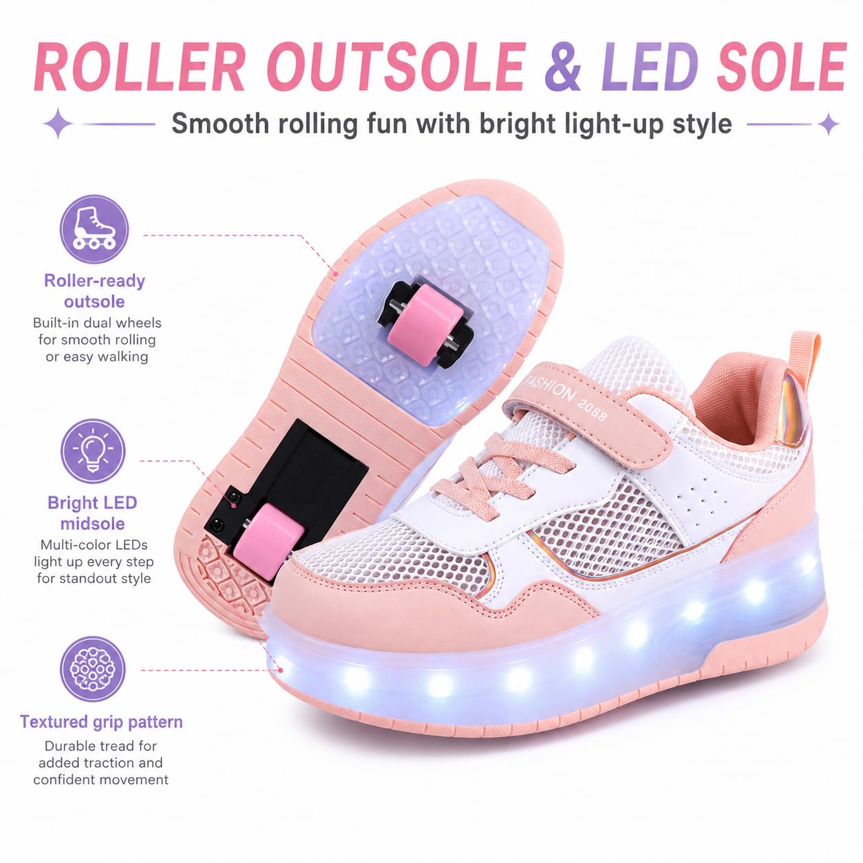 ENEN Chaussure a Roulette Fille Roller 2 Roues