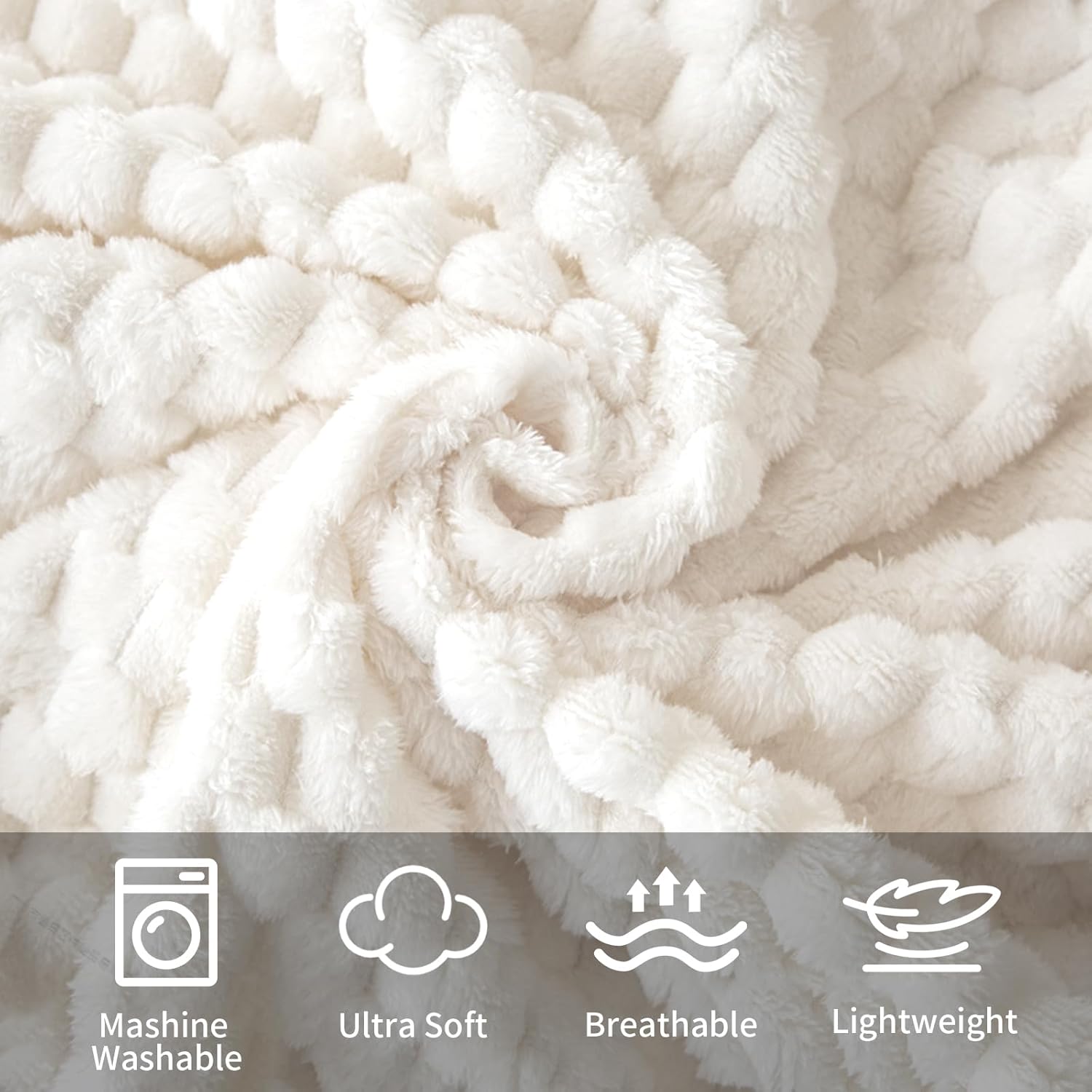 6 Pcs Fleece Throw Blanket - Turtle Velvet Jacquard Decorative Blankets 50 x 60 Inch, 240 GSM Cozy Lightweight Bed Throw for All Seasons and Valentine's Day, Donation Gifts, Beige - Image 5