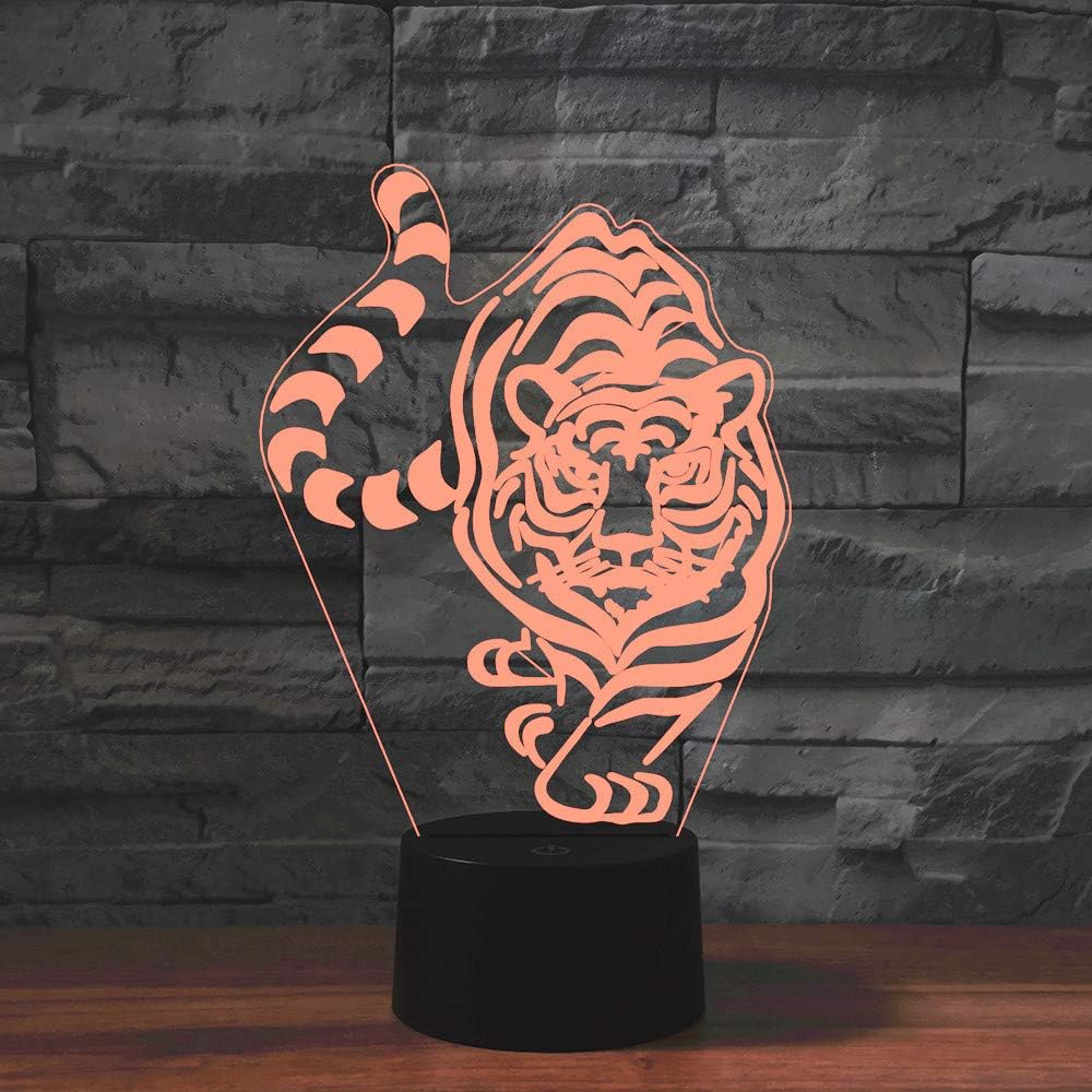 Night Light for Kids 3D Tiger Led Lamp with Remote Control 16 Color Changing Xmas Birthday Gift for Child