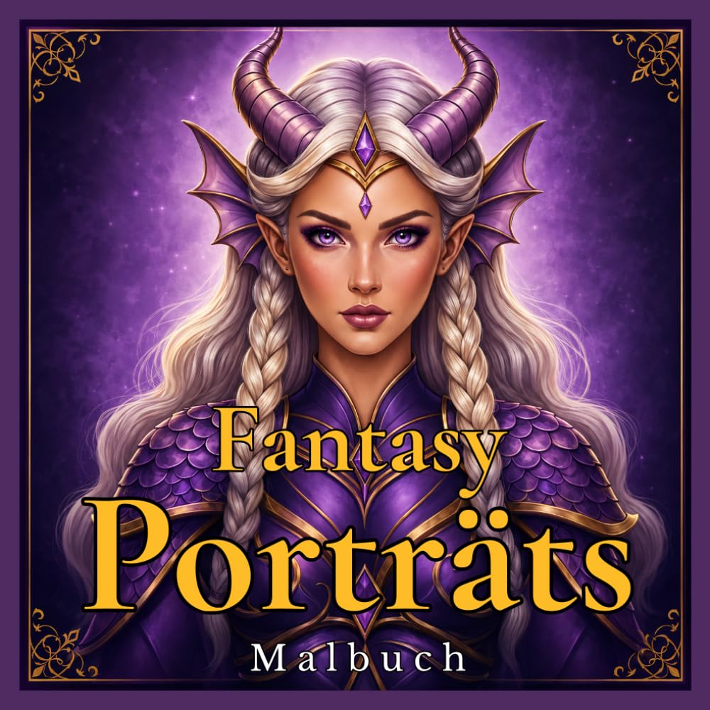 Fantasy Porträts Malbuch: 50 Atemberaubende Ausmalbilder Mit Mystischen Charakteren, Magischen Kreaturen und Eleganten Kriegern (Porträts Malbuch Kollektion)