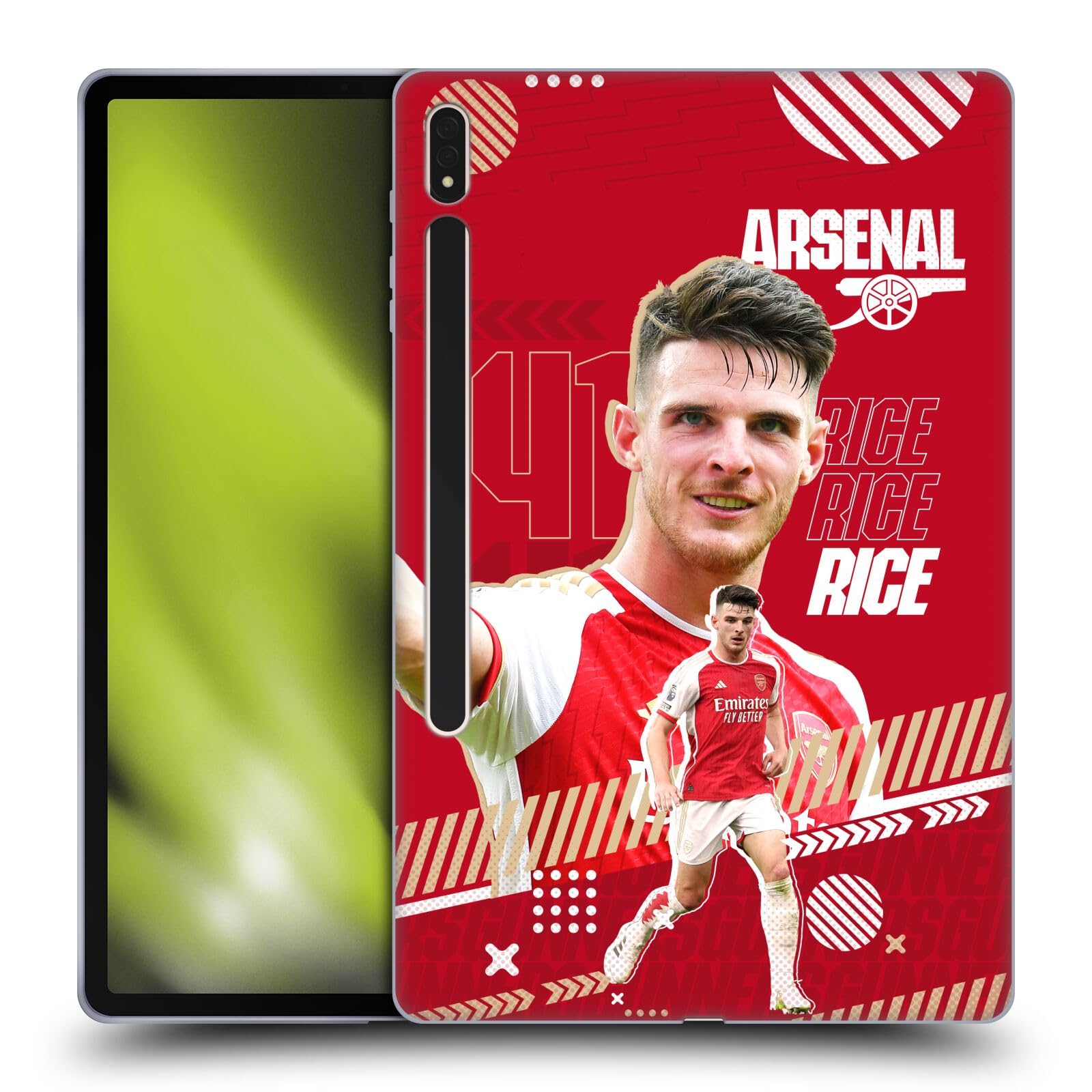 Head Case Designs Officially Licensed Arsenal FC Declan Rice 2023/24 First Team Soft Gel Case Compatible with Samsung Galaxy Tab S8 Plus